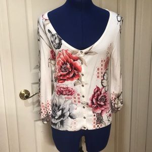 White House Black Market Floral Cardigan Size S